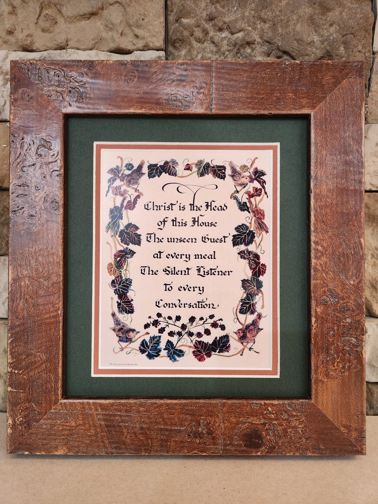 Christ is the Head of this house verse framed and matted small wall art