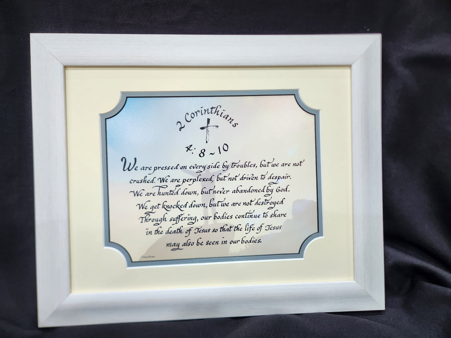 2 Corinthians 4:8-10 We are pressed on every side by troubles custom framed Scripture