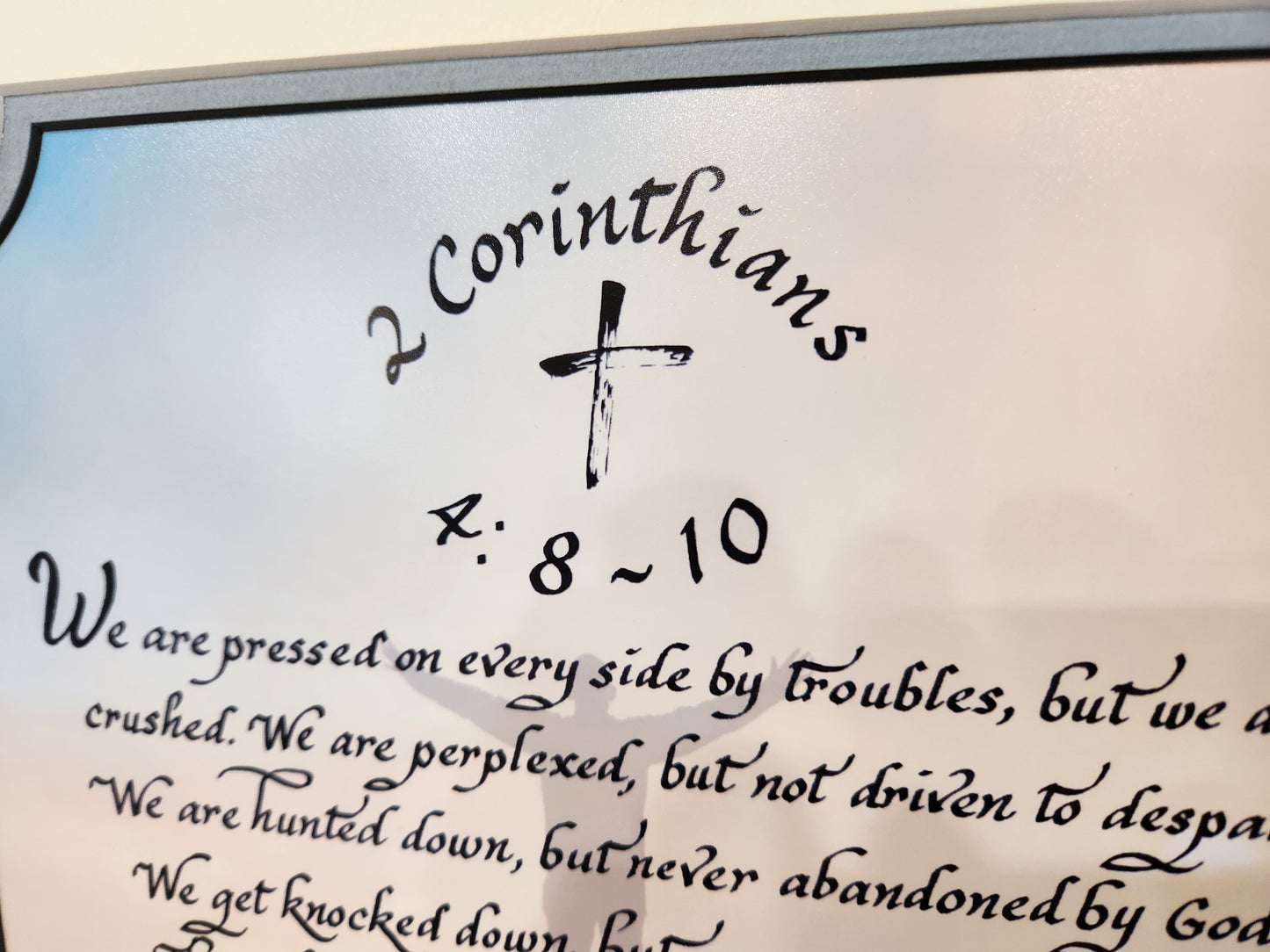 2 Corinthians 4:8-10 We are pressed on every side by troubles custom framed Scripture
