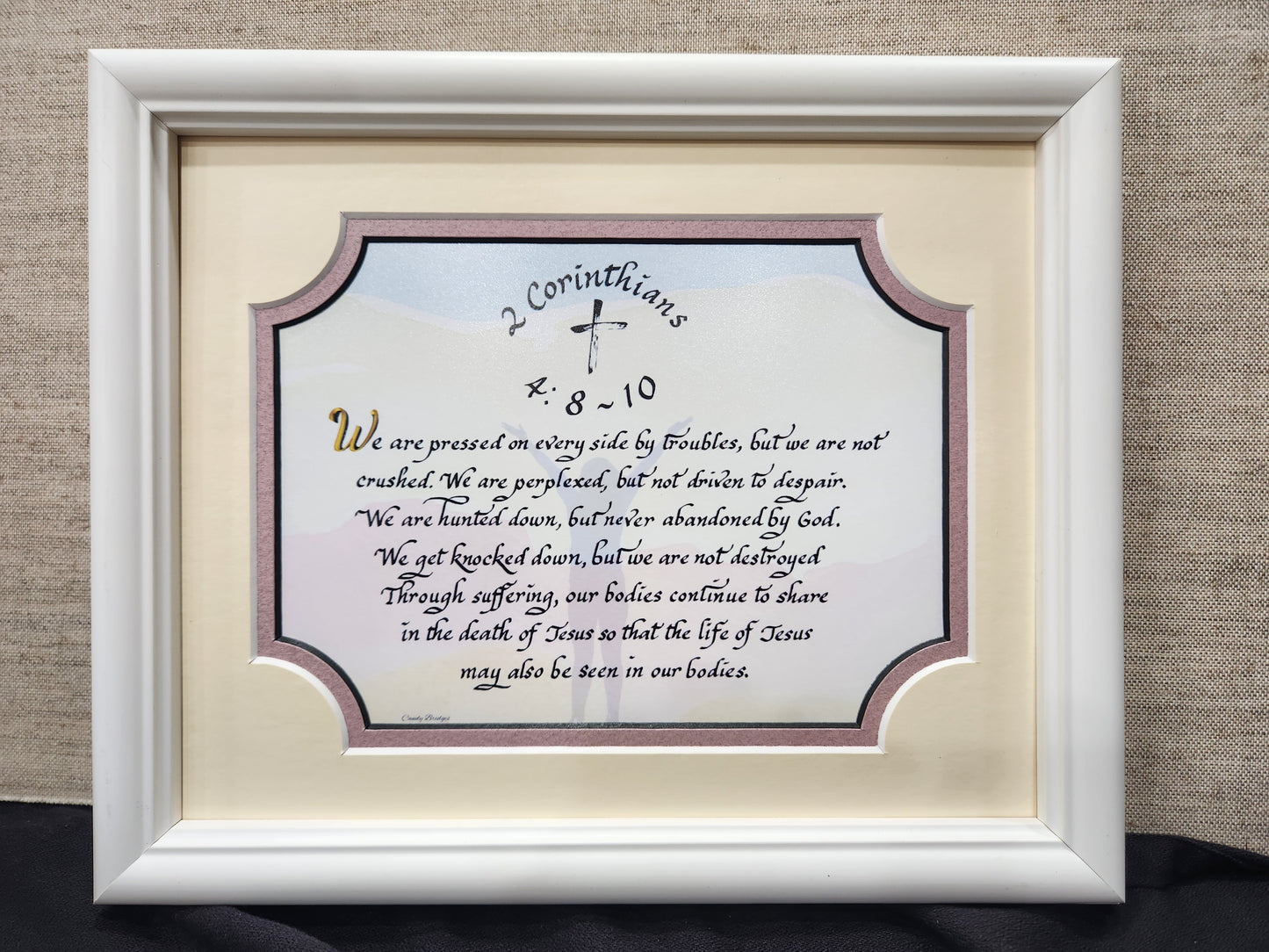 2 Corinthians 4:8-10 framed Bible verse home decor art and gift idea