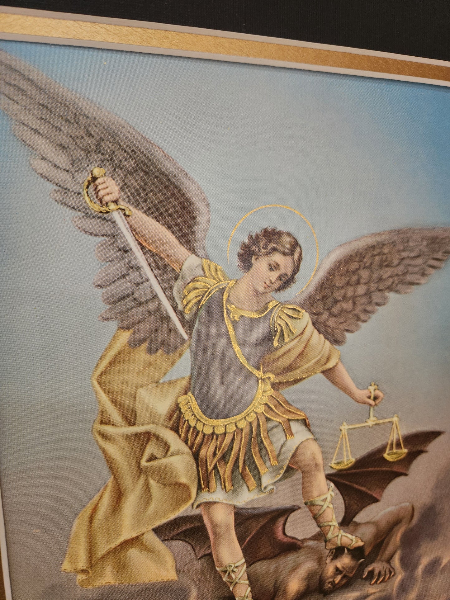 Saint Michael the Archangel Italian print custom framed picture 11" X 14"
