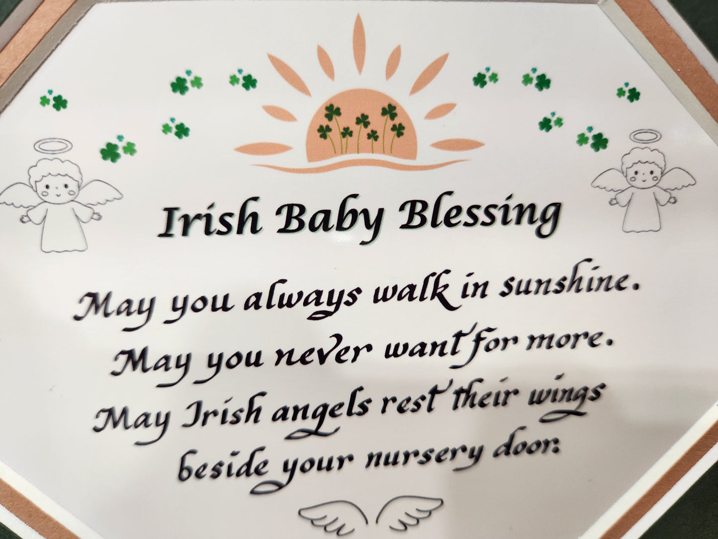 Baby Irish Blessing framed picture with easel on back
