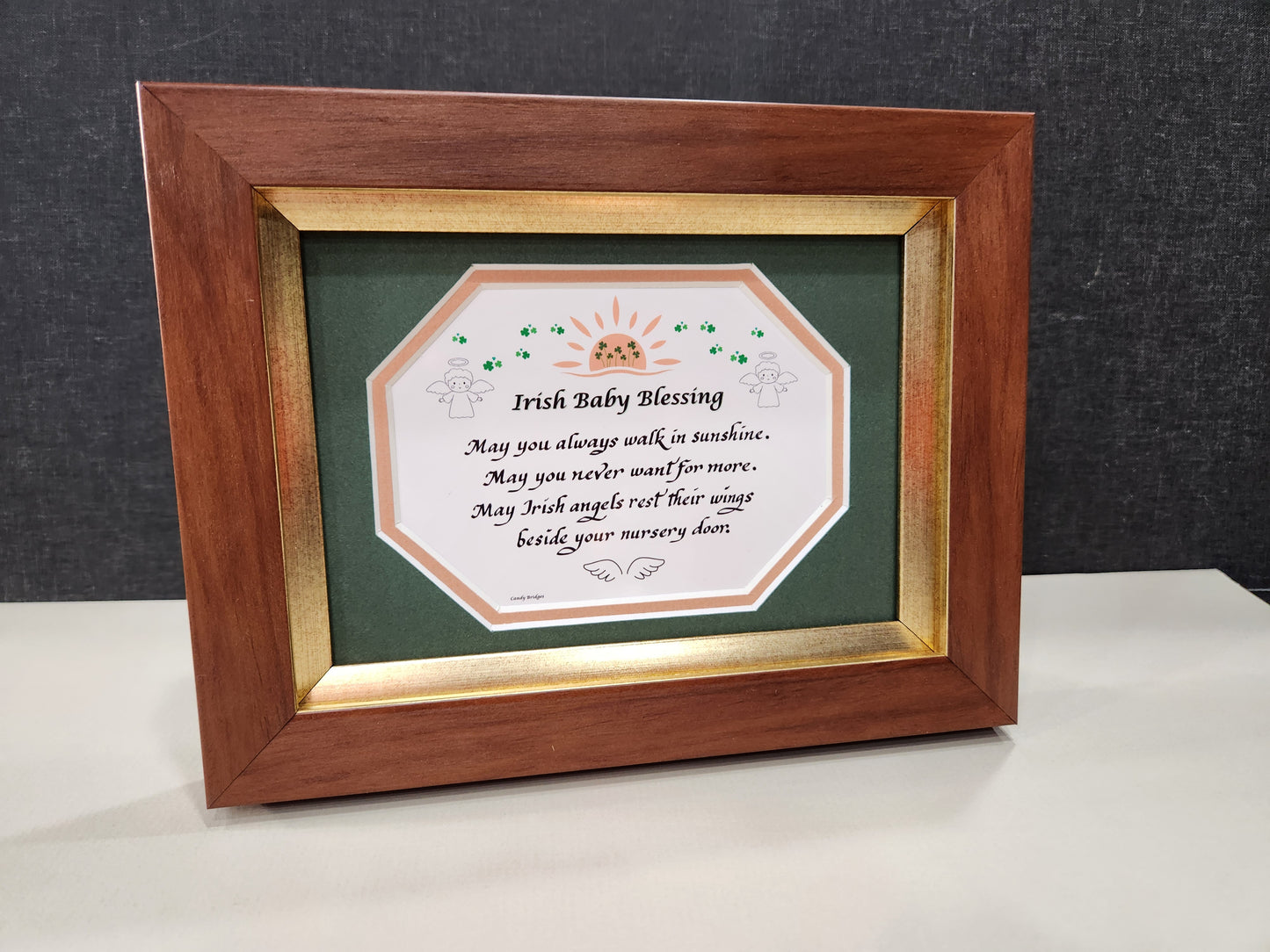 Baby Irish Blessing framed picture with easel on back