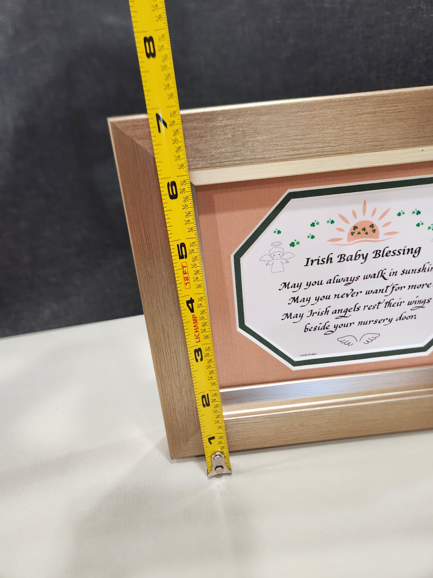 Baby Irish Blessing framed picture with easel on back