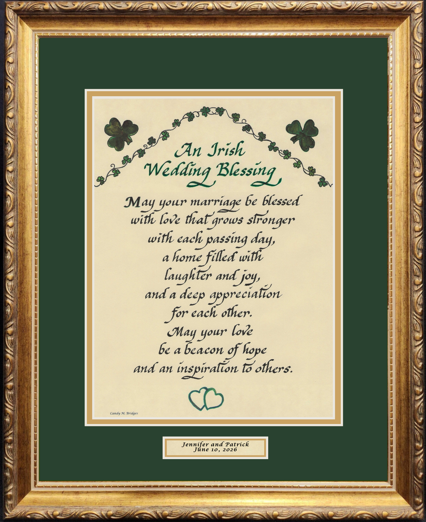 Framed Irish Wedding Marriage Blessing Personalized Framed Keepsake.