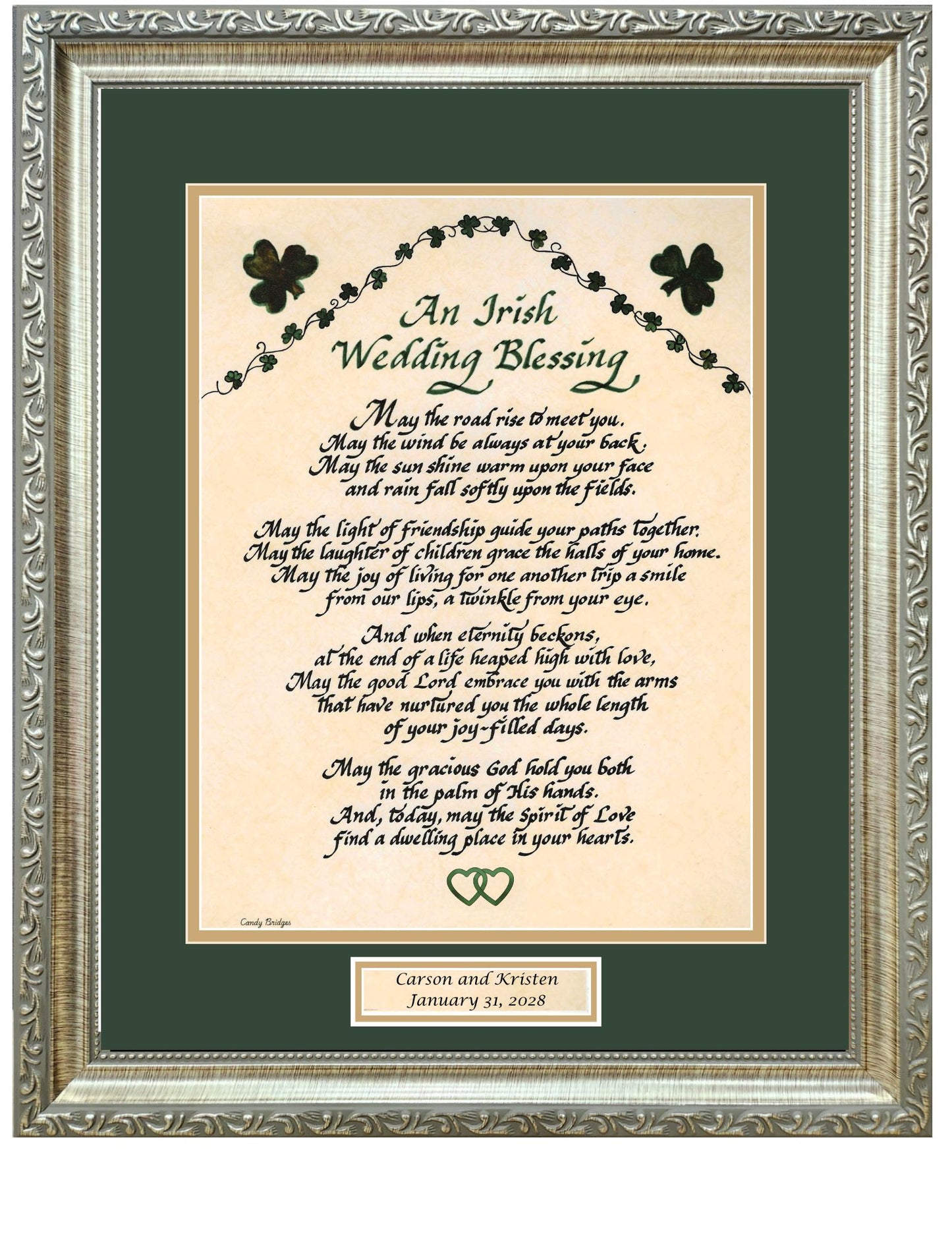 Irish Wedding Blessing personalized custom matted and framed Wedding gift