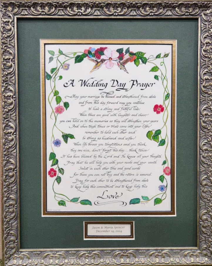 A Wedding Day Prayer custom framed with option to personalize picture