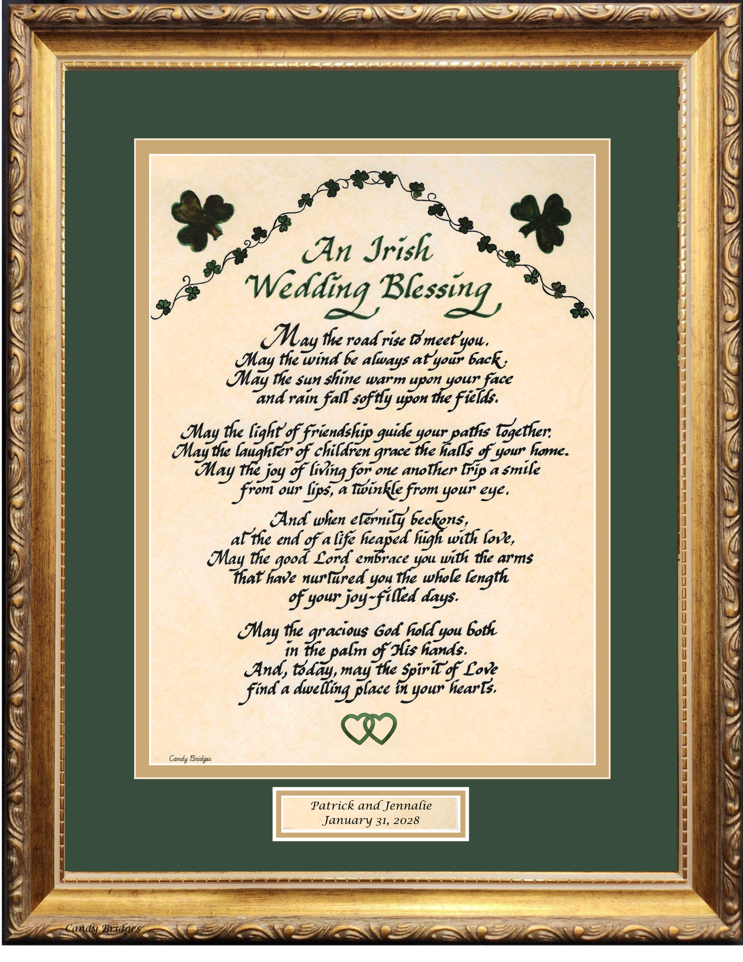 Irish Wedding Blessing personalized custom matted and framed Wedding gift